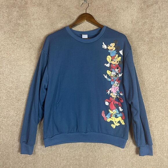 Disney World Sweatshirt Unisex Medium M Navy Mickey And Friends Graphic Crewneck - Picture 1 of 9